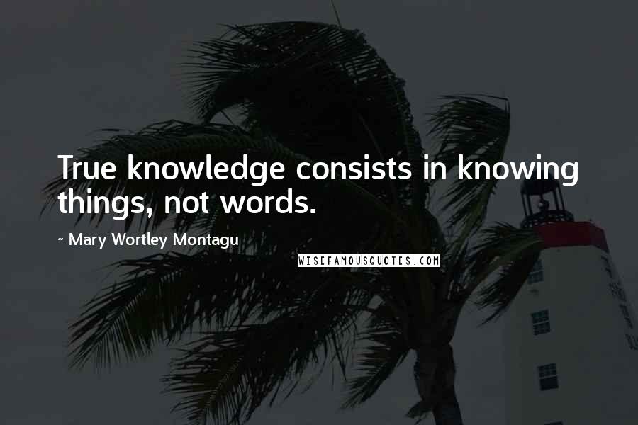 Mary Wortley Montagu Quotes: True knowledge consists in knowing things, not words.