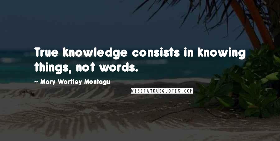 Mary Wortley Montagu Quotes: True knowledge consists in knowing things, not words.