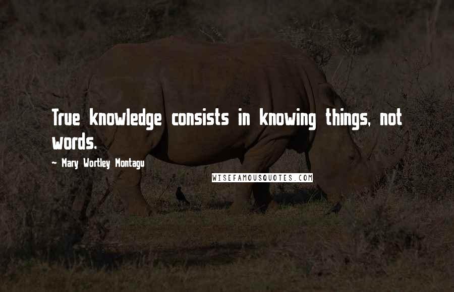 Mary Wortley Montagu Quotes: True knowledge consists in knowing things, not words.