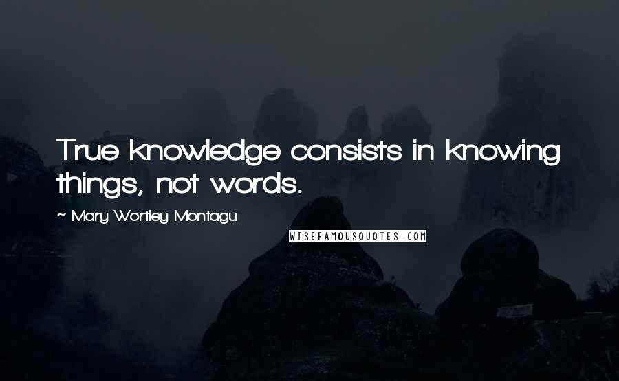Mary Wortley Montagu Quotes: True knowledge consists in knowing things, not words.