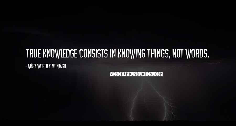 Mary Wortley Montagu Quotes: True knowledge consists in knowing things, not words.