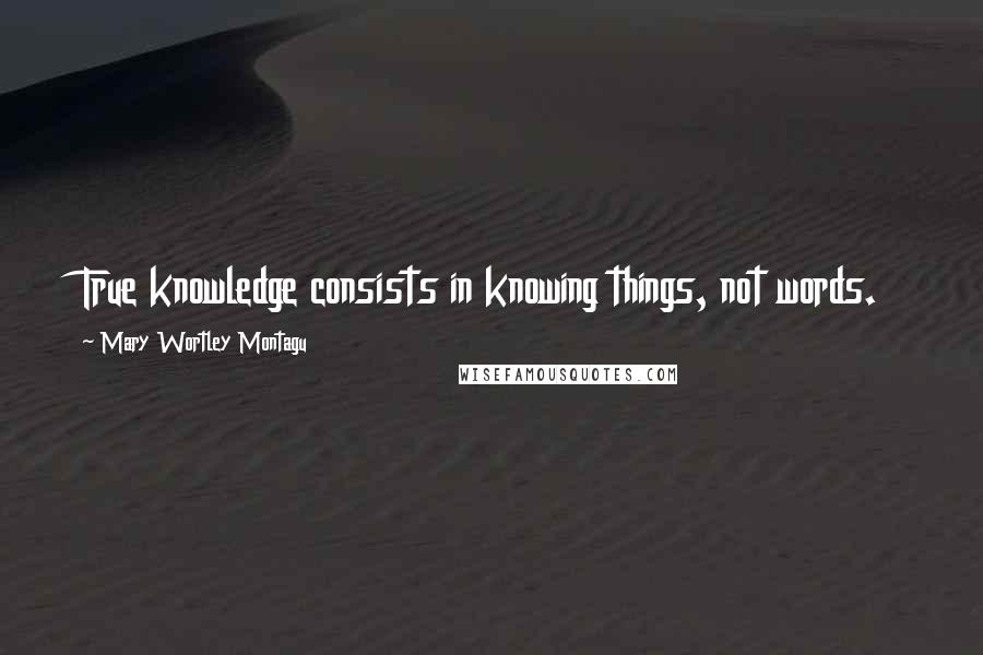 Mary Wortley Montagu Quotes: True knowledge consists in knowing things, not words.