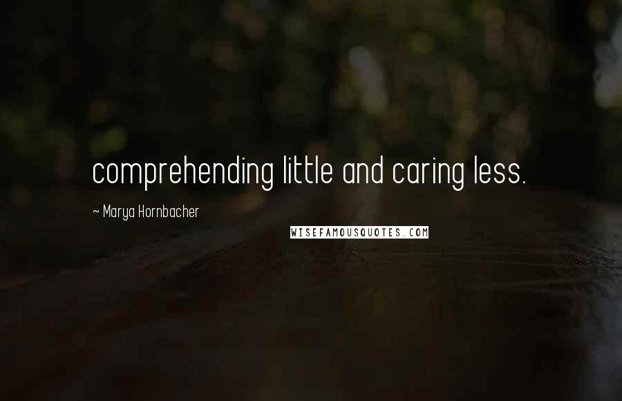 Marya Hornbacher Quotes: comprehending little and caring less.