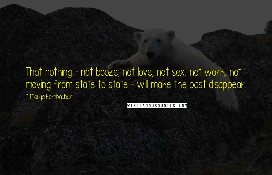 Marya Hornbacher Quotes: That nothing - not booze, not love, not sex, not work, not moving from state to state - will make the past disappear.