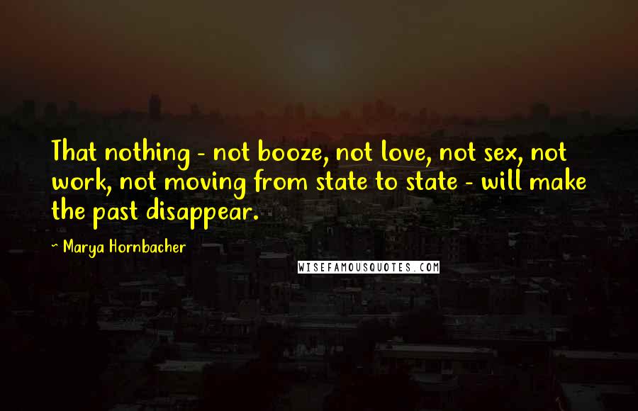 Marya Hornbacher Quotes: That nothing - not booze, not love, not sex, not work, not moving from state to state - will make the past disappear.