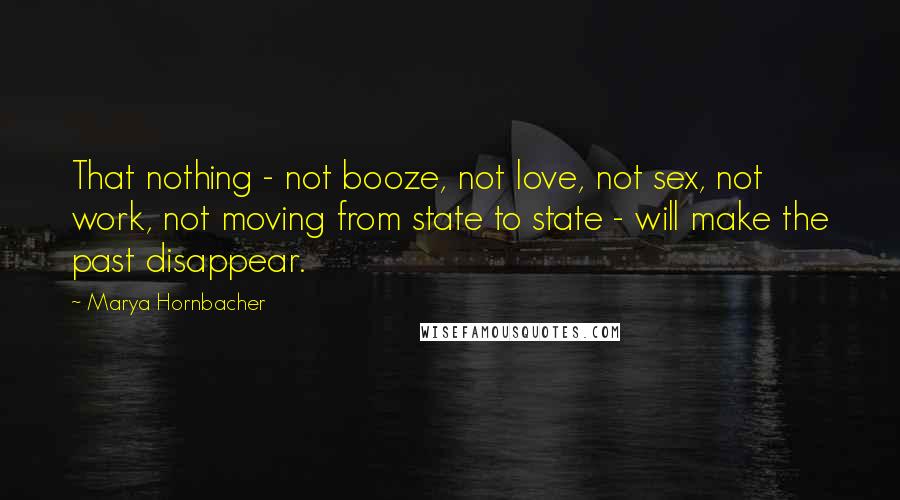 Marya Hornbacher Quotes: That nothing - not booze, not love, not sex, not work, not moving from state to state - will make the past disappear.