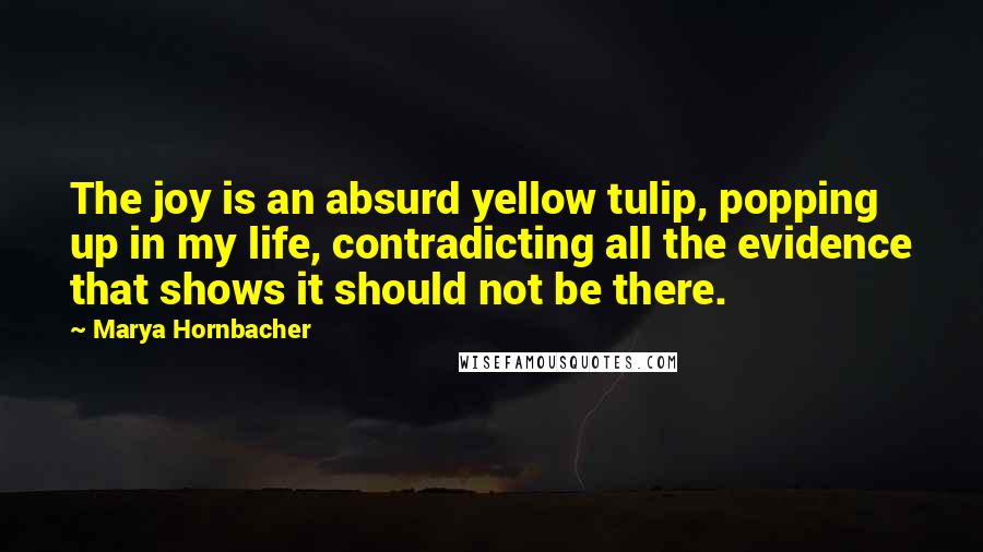 Marya Hornbacher Quotes: The joy is an absurd yellow tulip, popping up in my life, contradicting all the evidence that shows it should not be there.