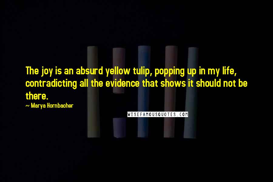 Marya Hornbacher Quotes: The joy is an absurd yellow tulip, popping up in my life, contradicting all the evidence that shows it should not be there.
