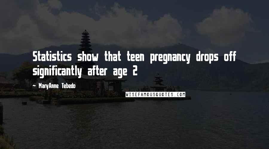 MaryAnne Tebedo Quotes: Statistics show that teen pregnancy drops off significantly after age 2