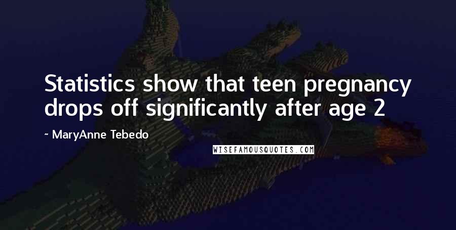 MaryAnne Tebedo Quotes: Statistics show that teen pregnancy drops off significantly after age 2