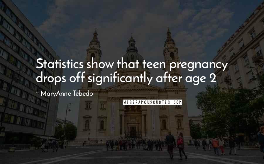 MaryAnne Tebedo Quotes: Statistics show that teen pregnancy drops off significantly after age 2