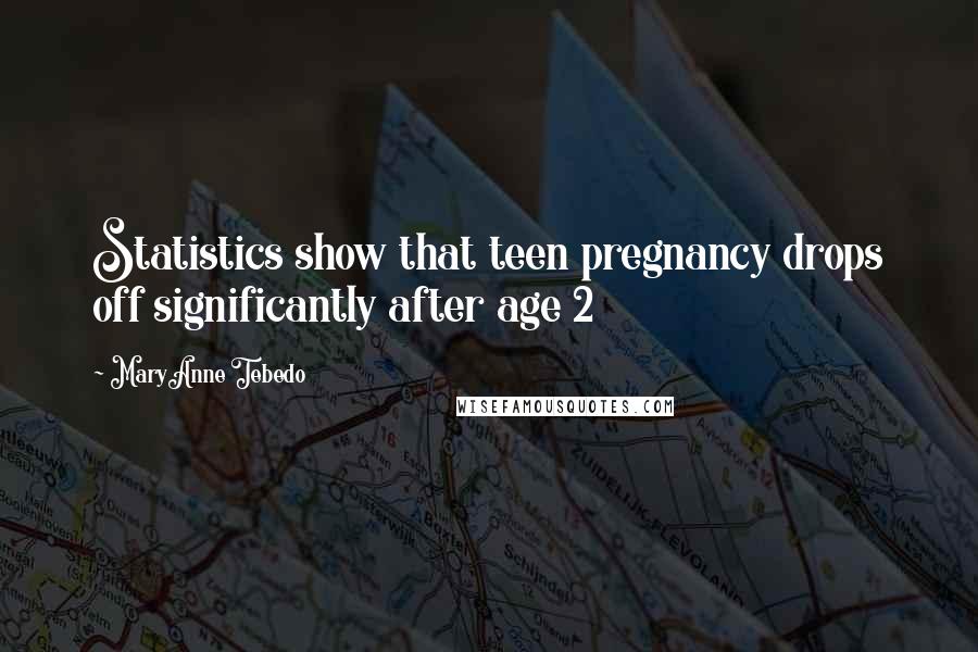 MaryAnne Tebedo Quotes: Statistics show that teen pregnancy drops off significantly after age 2