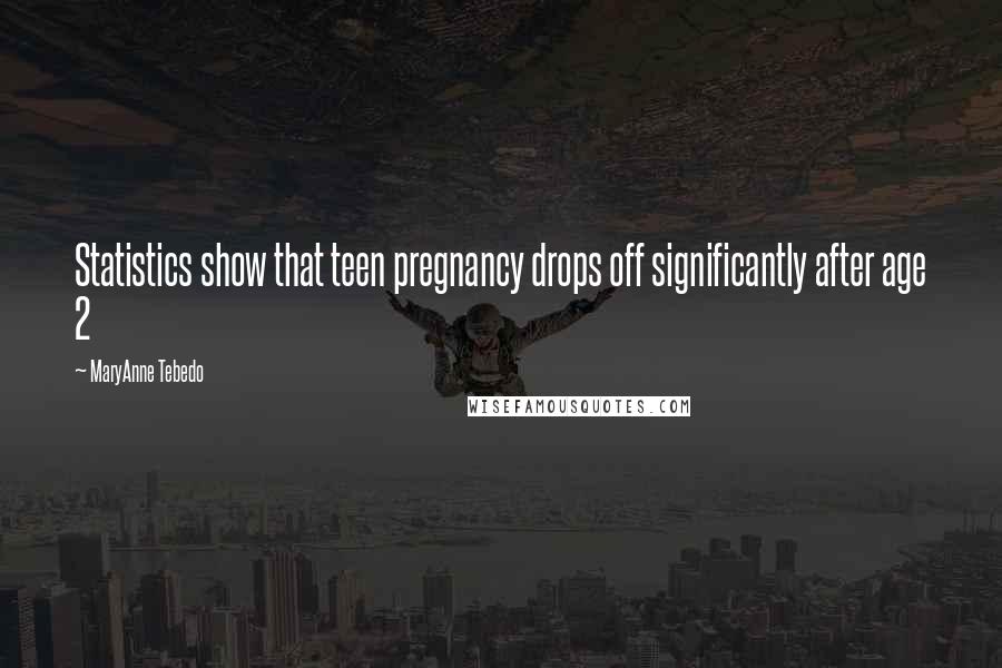 MaryAnne Tebedo Quotes: Statistics show that teen pregnancy drops off significantly after age 2