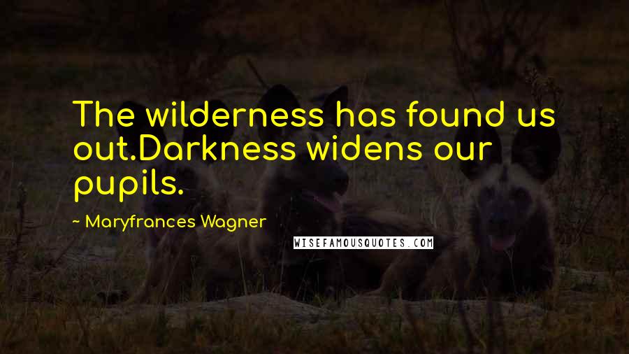 Maryfrances Wagner Quotes: The wilderness has found us out.Darkness widens our pupils.