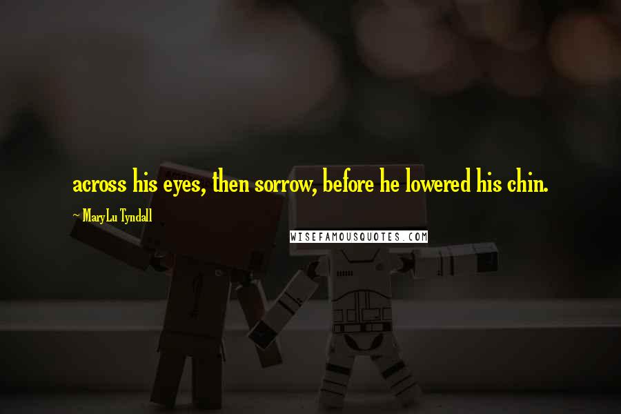 MaryLu Tyndall Quotes: across his eyes, then sorrow, before he lowered his chin.