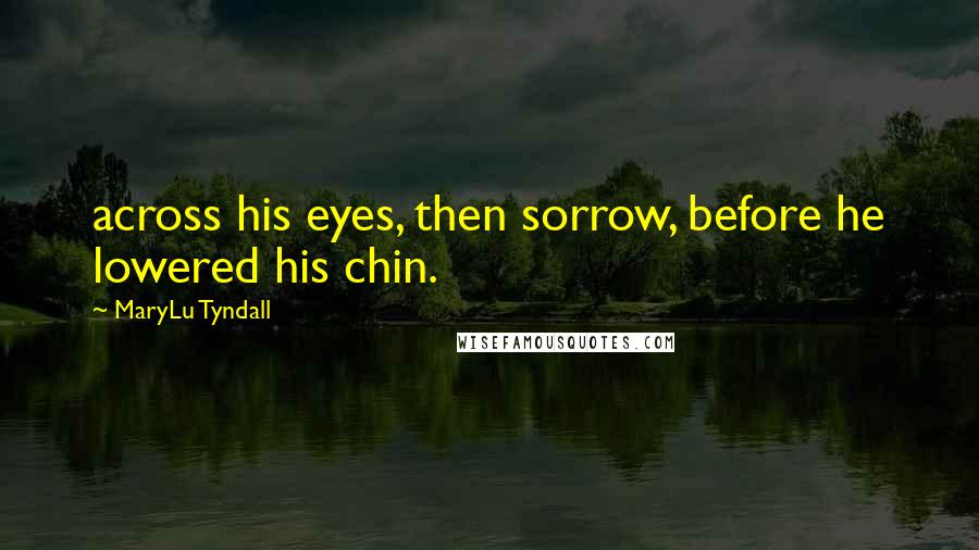 MaryLu Tyndall Quotes: across his eyes, then sorrow, before he lowered his chin.