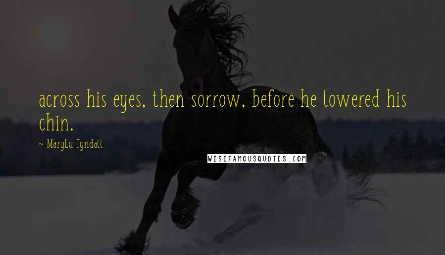 MaryLu Tyndall Quotes: across his eyes, then sorrow, before he lowered his chin.