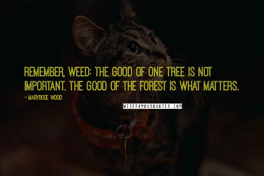 Maryrose Wood Quotes: Remember, Weed: The good of one tree is not important. The good of the forest is what matters.