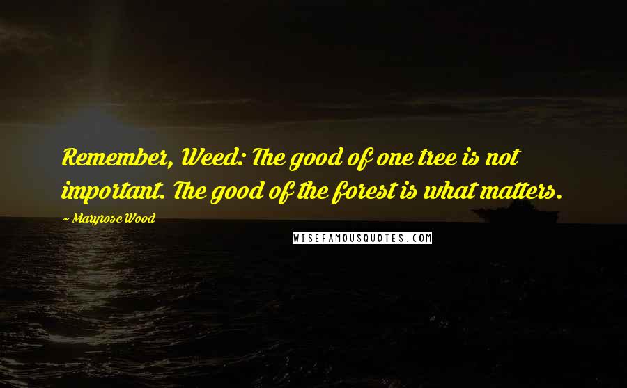 Maryrose Wood Quotes: Remember, Weed: The good of one tree is not important. The good of the forest is what matters.
