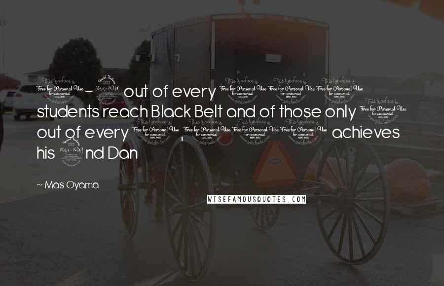 Mas Oyama Quotes: 1-2 out of every 100 students reach Black Belt and of those only 1 out of every 1,000 achieves his 2nd Dan