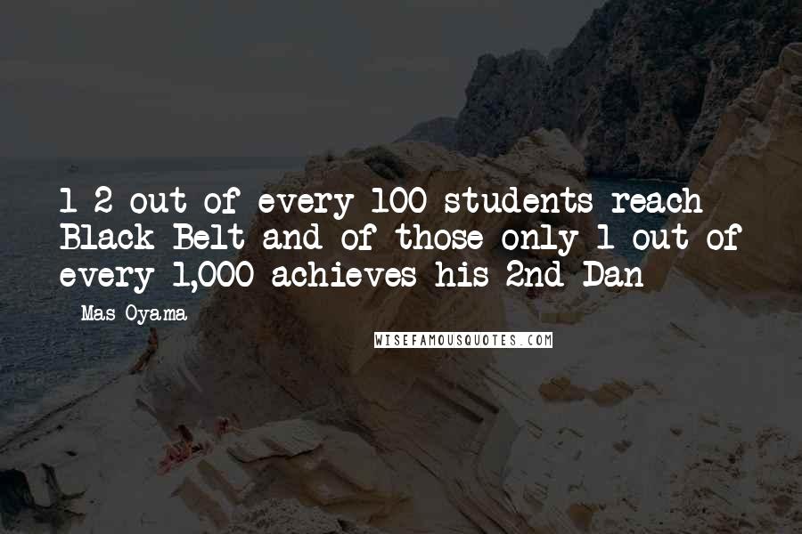 Mas Oyama Quotes: 1-2 out of every 100 students reach Black Belt and of those only 1 out of every 1,000 achieves his 2nd Dan