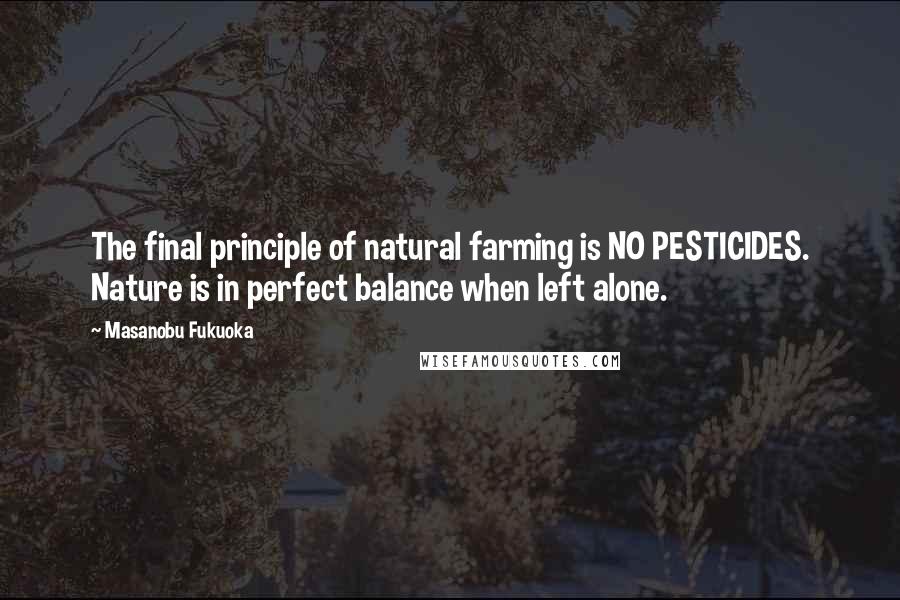 Masanobu Fukuoka Quotes: The final principle of natural farming is NO PESTICIDES. Nature is in perfect balance when left alone.