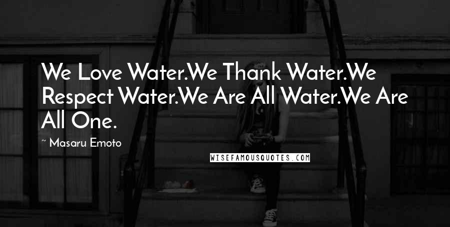 Masaru Emoto Quotes: We Love Water.We Thank Water.We Respect Water.We Are All Water.We Are All One.
