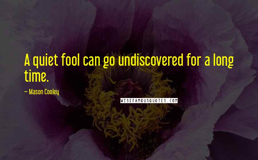 Mason Cooley Quotes: A quiet fool can go undiscovered for a long time.