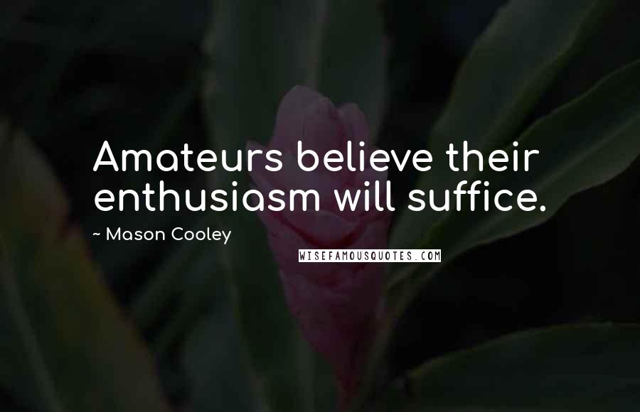 Mason Cooley Quotes: Amateurs believe their enthusiasm will suffice.