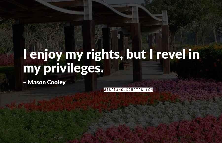 Mason Cooley Quotes: I enjoy my rights, but I revel in my privileges.