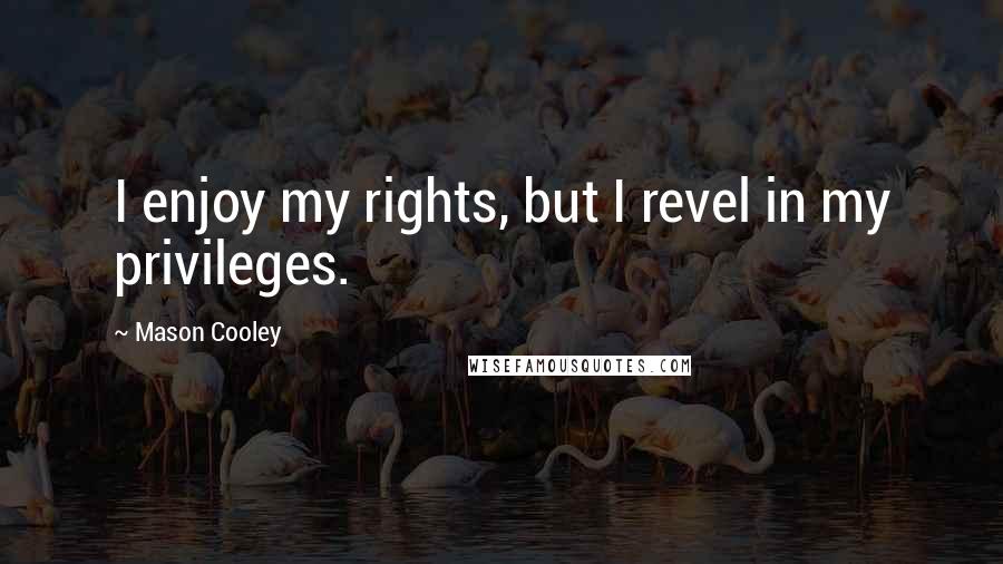 Mason Cooley Quotes: I enjoy my rights, but I revel in my privileges.