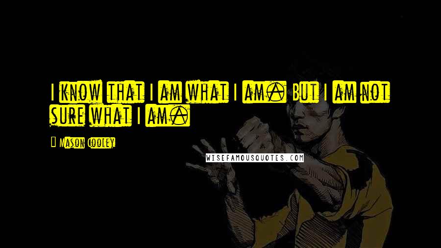 Mason Cooley Quotes: I know that I am what I am. But I am not sure what I am.