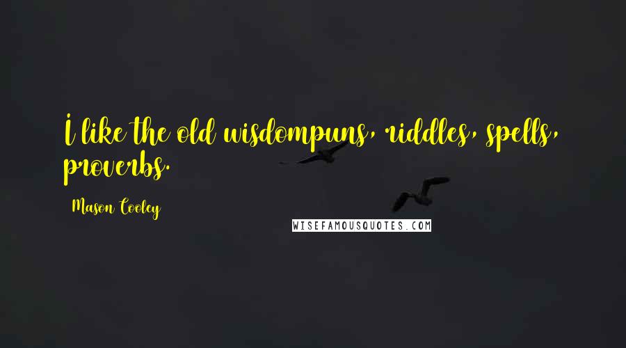 Mason Cooley Quotes: I like the old wisdompuns, riddles, spells, proverbs.