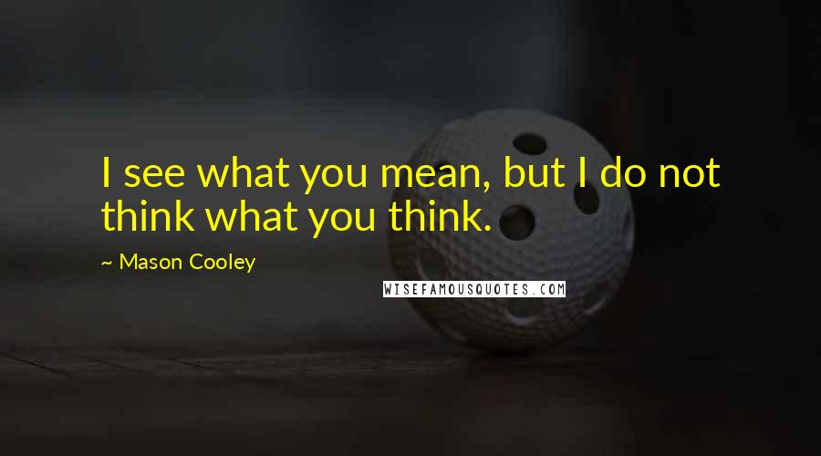 Mason Cooley Quotes: I see what you mean, but I do not think what you think.