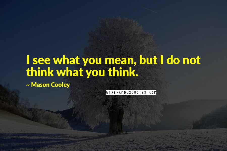 Mason Cooley Quotes: I see what you mean, but I do not think what you think.