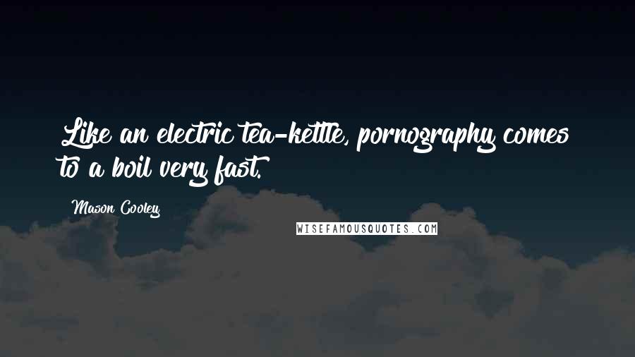 Mason Cooley Quotes: Like an electric tea-kettle, pornography comes to a boil very fast.