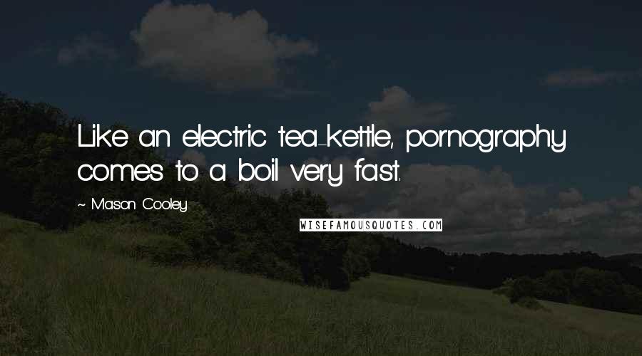 Mason Cooley Quotes: Like an electric tea-kettle, pornography comes to a boil very fast.