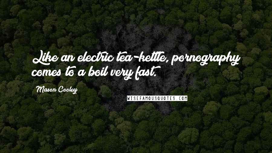 Mason Cooley Quotes: Like an electric tea-kettle, pornography comes to a boil very fast.