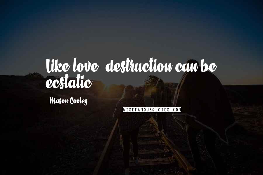 Mason Cooley Quotes: Like love, destruction can be ecstatic.