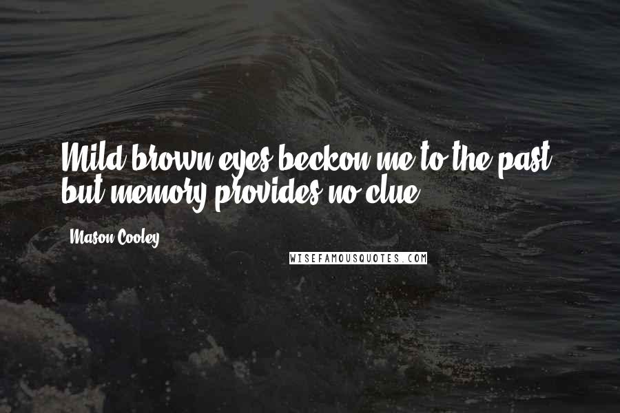 Mason Cooley Quotes: Mild brown eyes beckon me to the past, but memory provides no clue.