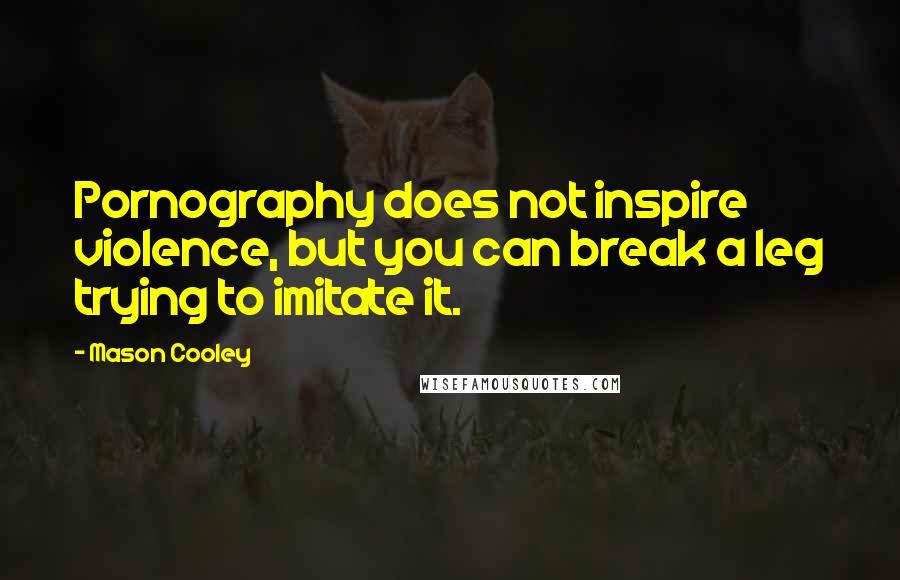 Mason Cooley Quotes: Pornography does not inspire violence, but you can break a leg trying to imitate it.