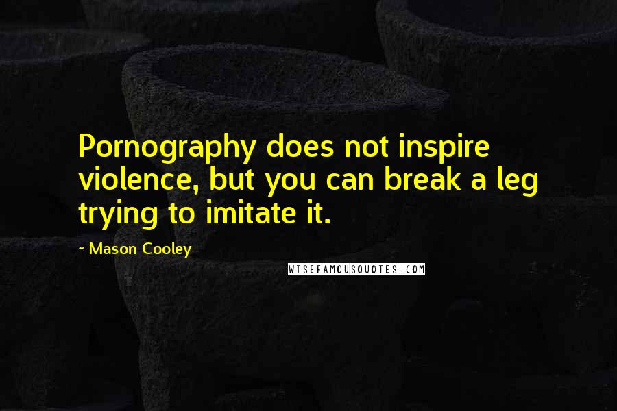 Mason Cooley Quotes: Pornography does not inspire violence, but you can break a leg trying to imitate it.