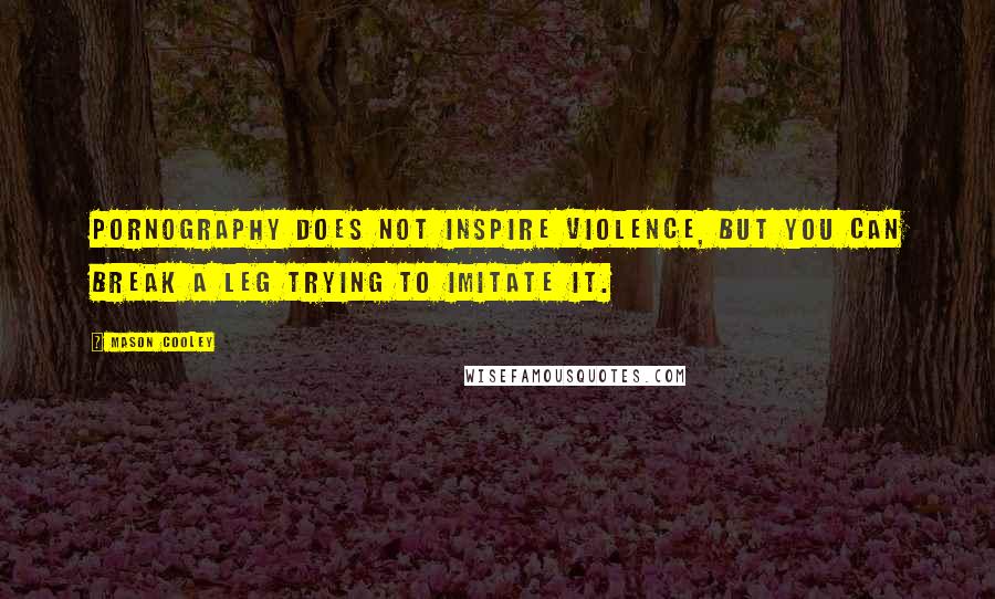 Mason Cooley Quotes: Pornography does not inspire violence, but you can break a leg trying to imitate it.