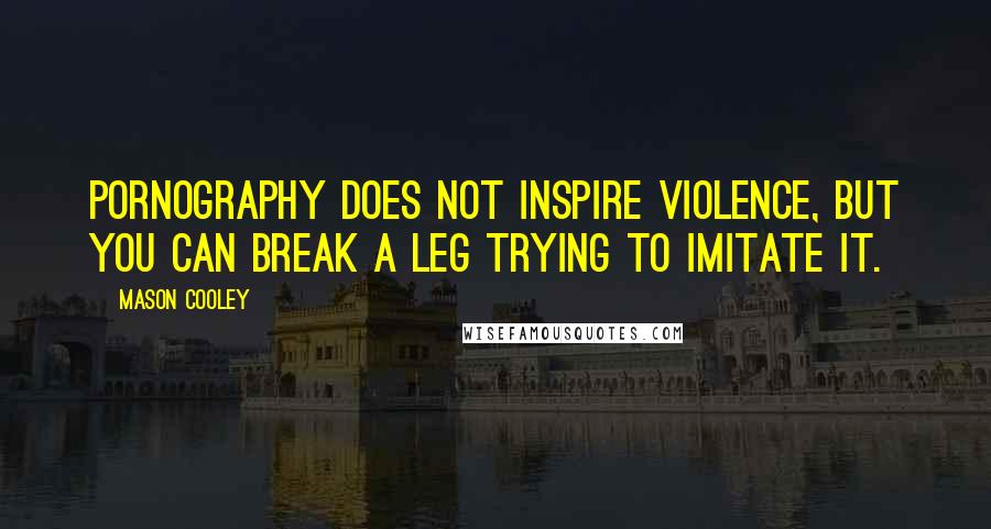 Mason Cooley Quotes: Pornography does not inspire violence, but you can break a leg trying to imitate it.