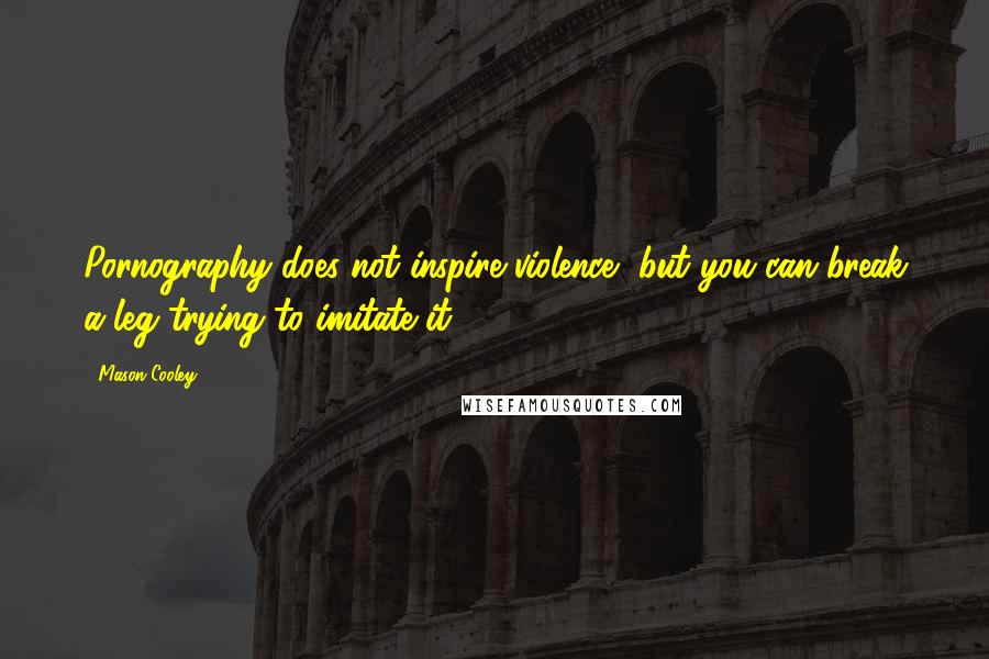 Mason Cooley Quotes: Pornography does not inspire violence, but you can break a leg trying to imitate it.