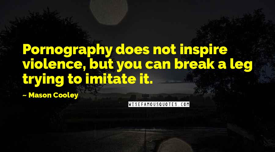 Mason Cooley Quotes: Pornography does not inspire violence, but you can break a leg trying to imitate it.