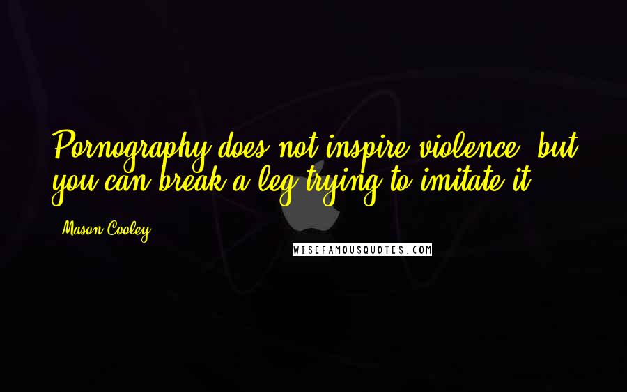 Mason Cooley Quotes: Pornography does not inspire violence, but you can break a leg trying to imitate it.