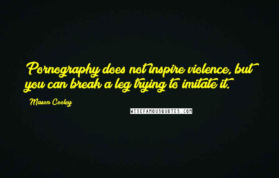 Mason Cooley Quotes: Pornography does not inspire violence, but you can break a leg trying to imitate it.