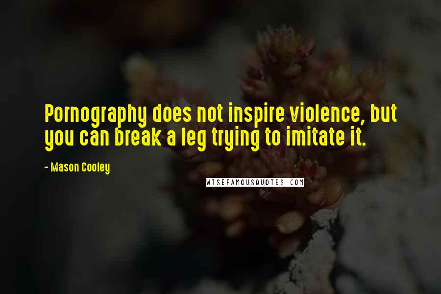 Mason Cooley Quotes: Pornography does not inspire violence, but you can break a leg trying to imitate it.