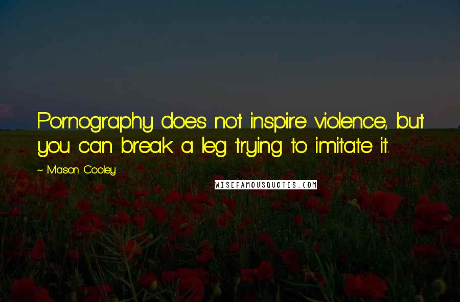 Mason Cooley Quotes: Pornography does not inspire violence, but you can break a leg trying to imitate it.